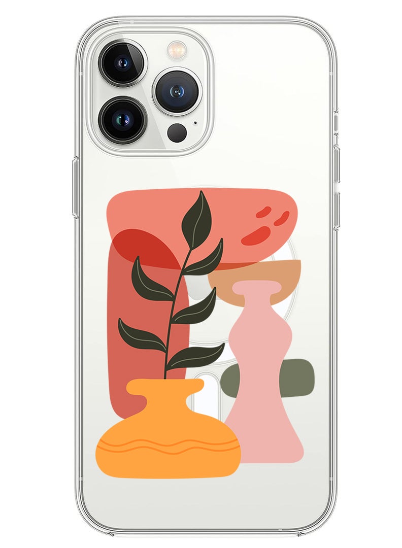 Theodor Magnetic Case for iPhone 13 Pro Max 6.7-inch Compatible with MagSafe Wireless Charging, Shockproof Phone Bumper Cover Vase leaf - Image 1