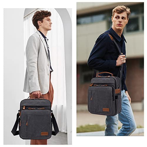 ESTARER Mens Medium Messenger Bag for 13.3'' laptop, Water-resistant Vertical 12.9'' Shoulder Bag Tablet Carry Case - Image 2