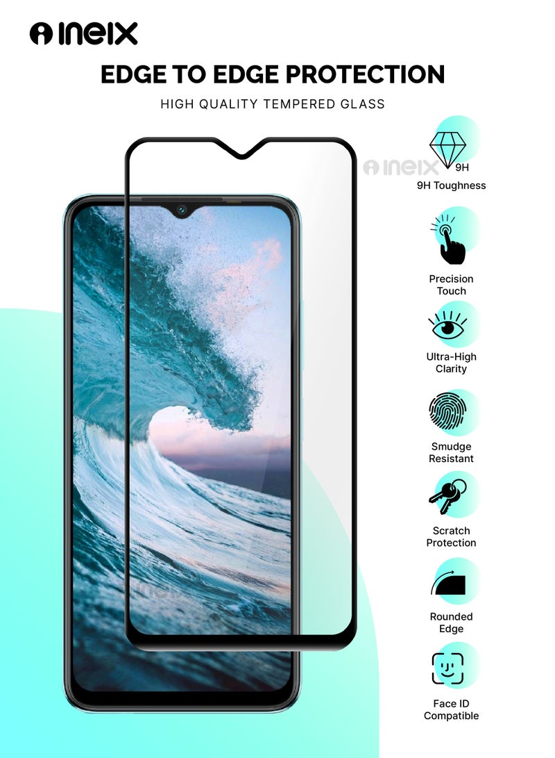 INEIX 2 Pieces Full Body Covered Tempered Glass Screen Protector For itel S23-Clear/Black - Image 2
