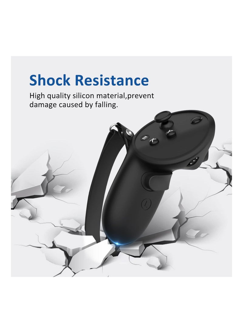 Compatible with Meta Quest Pro Accessories, Meta Quest Pro Controller Grips Cover Protector, Silicone Grip Cover Protector for Oculus Quest Touch Pro Controllers, with Knuckle Straps - Image 3