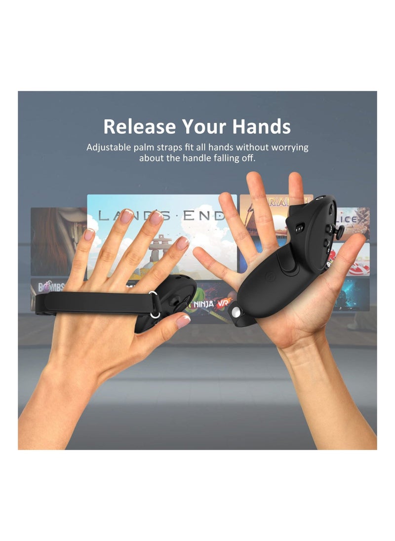Compatible with Meta Quest Pro Accessories, Meta Quest Pro Controller Grips Cover Protector, Silicone Grip Cover Protector for Oculus Quest Touch Pro Controllers, with Knuckle Straps - Image 2