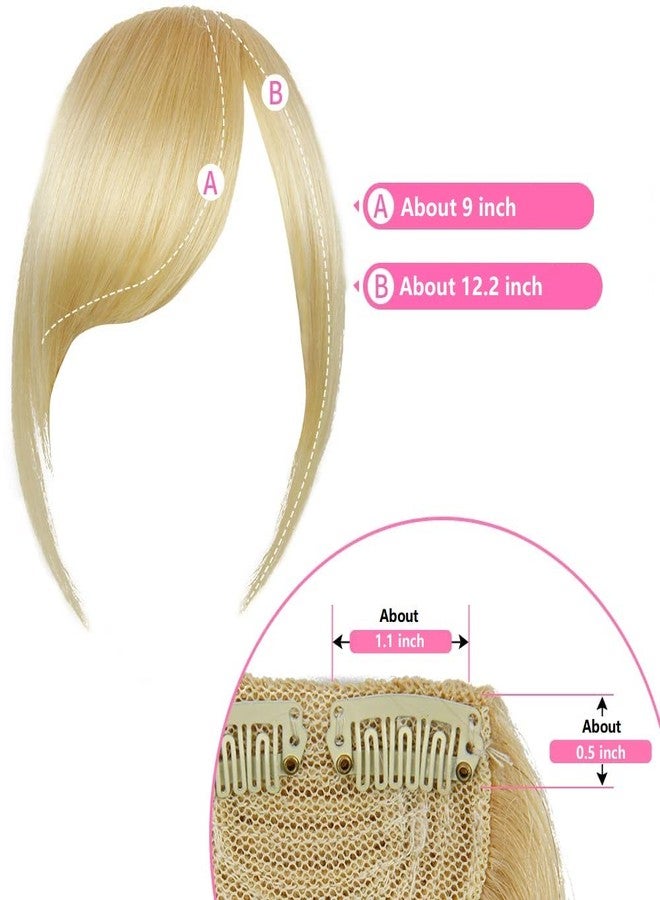 Dsoar Thick Side Bangs Clip In Real Human Hair Bangs Natural Clip On Side Bangs Straight Fringe Hair Extensions(Blonde/613#) - Image 2