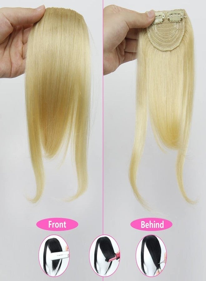 Dsoar Thick Side Bangs Clip In Real Human Hair Bangs Natural Clip On Side Bangs Straight Fringe Hair Extensions(Blonde/613#) - Image 4
