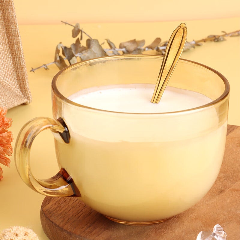 BJ Breakfast Cup, Oatmeal Cup, Glass Bowl, Brown Glass Cup, Mug, Milk Cup, Water Cup with Spoon, 430ML - Image 3