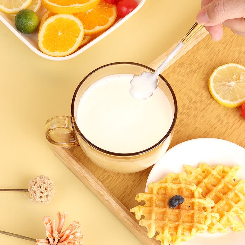 BJ Breakfast Cup, Oatmeal Cup, Glass Bowl, Brown Glass Cup, Mug, Milk Cup, Water Cup with Spoon, 430ML - Image 5