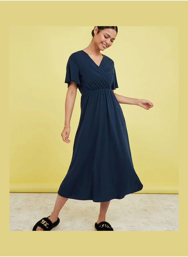 كلوزيت باي ستايلي Solid Wrap Front Midi Nightdress