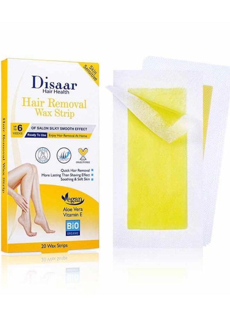 Disaar Hair Removal WAX STRIP ALOE VERA&VITAMIN E 20 WAX STRIP - Image 1