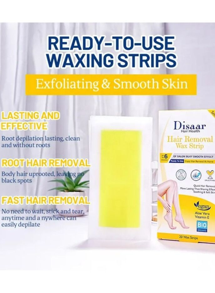 Disaar Hair Removal WAX STRIP ALOE VERA&VITAMIN E 20 WAX STRIP - Image 4