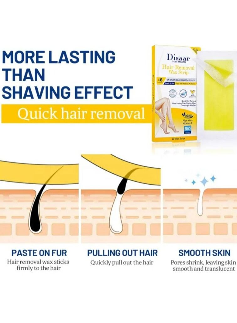 Disaar Hair Removal WAX STRIP ALOE VERA&VITAMIN E 20 WAX STRIP - Image 3