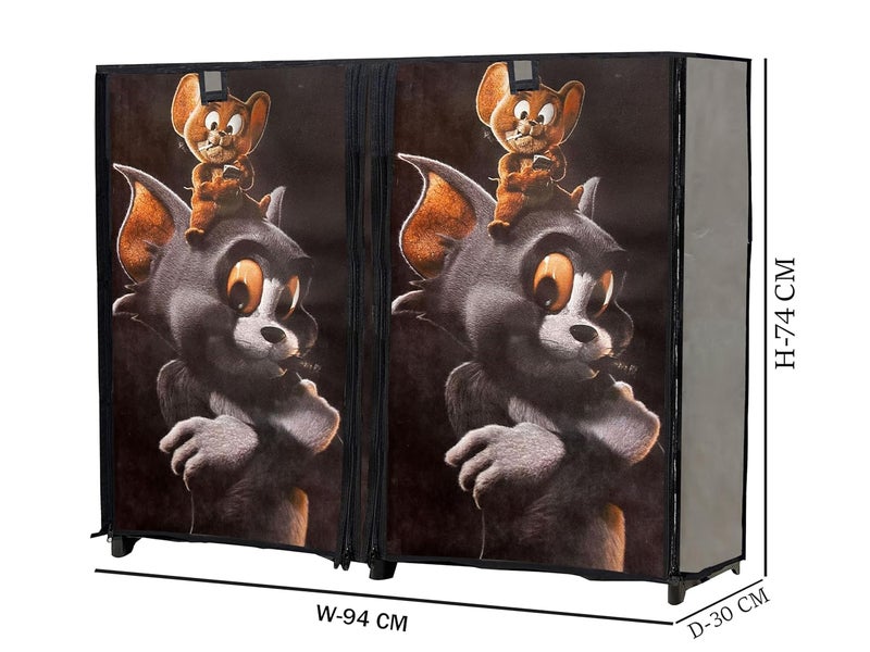 PHILOSHOP PHILOSHOP Multipurpose Collapsible 8 layers Tom Jerry Printed Shoe Rack Grey - Image 3