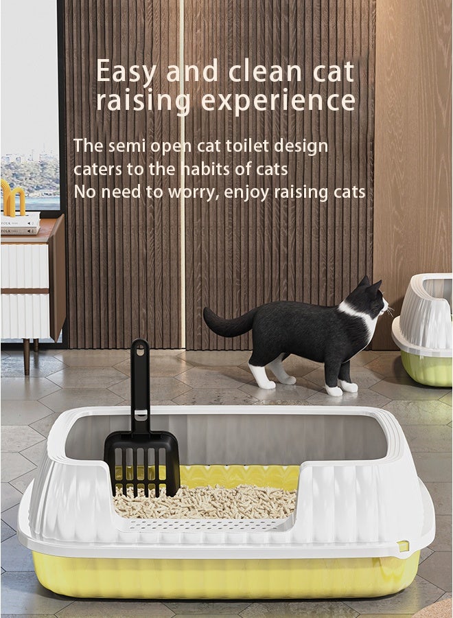 Extra large cat litter box，Semi-Enclosed Sifting Litter Box High Sides Cat Litter Box，Large cats, small cats, universal litter boxes, pet supplies，A litter box that can hold 12L of cat litter,Equipped with a cat litter scoop and a cat shaped hollow pedal to prevent sand from coming out of the basin - Image 4