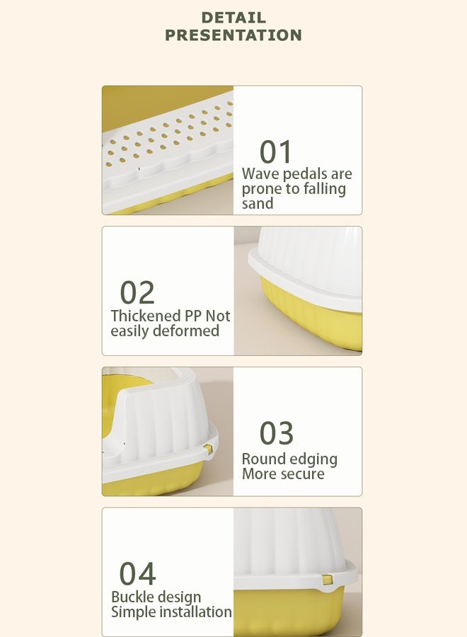 Extra large cat litter box，Semi-Enclosed Sifting Litter Box High Sides Cat Litter Box，Large cats, small cats, universal litter boxes, pet supplies，A litter box that can hold 12L of cat litter,Equipped with a cat litter scoop and a cat shaped hollow pedal to prevent sand from coming out of the basin - Image 3