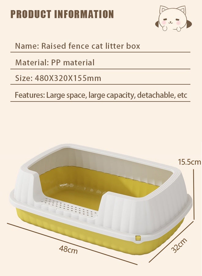 Extra large cat litter box，Semi-Enclosed Sifting Litter Box High Sides Cat Litter Box，Large cats, small cats, universal litter boxes, pet supplies，A litter box that can hold 12L of cat litter,Equipped with a cat litter scoop and a cat shaped hollow pedal to prevent sand from coming out of the basin - Image 2