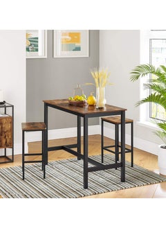 VASAGLE VASAGLE LBT15X Bar Table with 2 Bar Stools - Rustic Brown  - Image 3