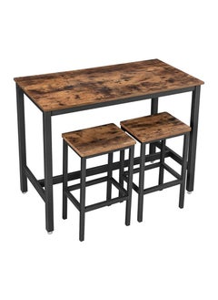 VASAGLE VASAGLE LBT15X Bar Table with 2 Bar Stools - Rustic Brown  - Image 1