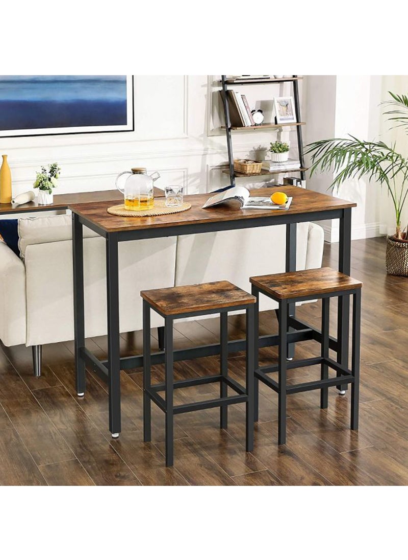 VASAGLE VASAGLE LBT15X Bar Table with 2 Bar Stools - Rustic Brown  - Image 4