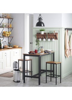 VASAGLE VASAGLE LBT15X Bar Table with 2 Bar Stools - Rustic Brown  - Image 5