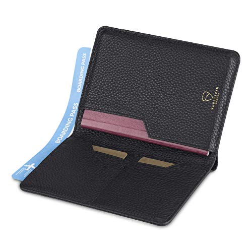 VAULTSKIN Leather Passport Holder, Slim RFID Blocking Travel Wallet for Men and Women, Fits Passport, Credit Cards, ID, Cash, Passport Cover Ideal Travel Accessories with Gift Box (M Black,Kensington) - Image 4