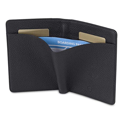 VAULTSKIN Leather Passport Holder, Slim RFID Blocking Travel Wallet for Men and Women, Fits Passport, Credit Cards, ID, Cash, Passport Cover Ideal Travel Accessories with Gift Box (M Black,Kensington) - Image 3