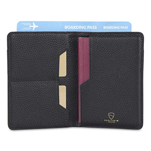 VAULTSKIN Leather Passport Holder, Slim RFID Blocking Travel Wallet for Men and Women, Fits Passport, Credit Cards, ID, Cash, Passport Cover Ideal Travel Accessories with Gift Box (M Black,Kensington) - Image 2