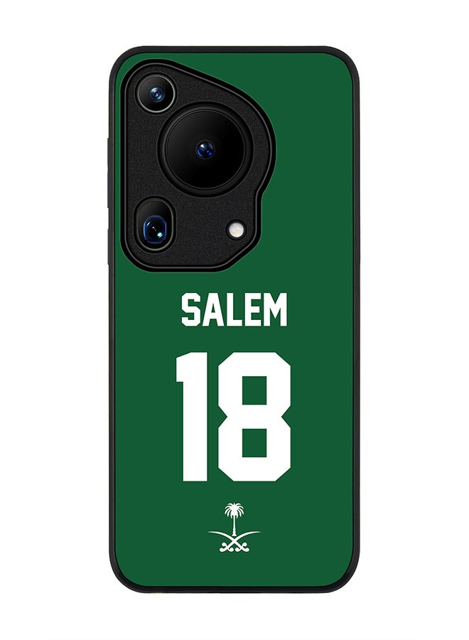 Stylizedd Rugged Black edge case for Huawei Pura 70 Ultra, Slim fit Case Flexible TPU Gel Thin Cover - Football Team - Saudi Arabia, Player Name - Salem - Image 1