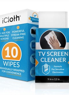 Monitor Cleaner, TV Screen Cleaner Wipes - Convenient for Car Use, No Spray, No Streaks - Reliable TV Cleaner for Smart TV, Car Screen Cleaner, Big Electronics Wipes - Individually Sealed - iCloth