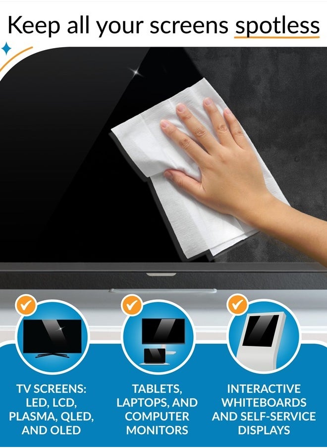 iCloth - Monitor Cleaner, TV Screen Cleaner Wipes - Convenient for Car Use, No Spray, No Streaks - Reliable TV Cleaner for Smart TV, Car Screen Cleaner, Big Electronics Wipes - Individually Sealed - iCloth - Image 1