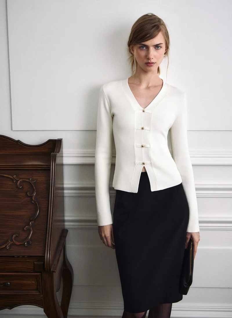 Lichi  Knitted jumper with Asian-inspired detailing for Women | Best Price UAE