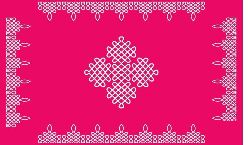 Backdropon Kollam (Maggu) Design Backdrop Cloth for Pooja Decoration Traditional Background Curtain Cloth for Festival Size 5 Feet Height and 8 Feet Width(5 * 8) - Image 1