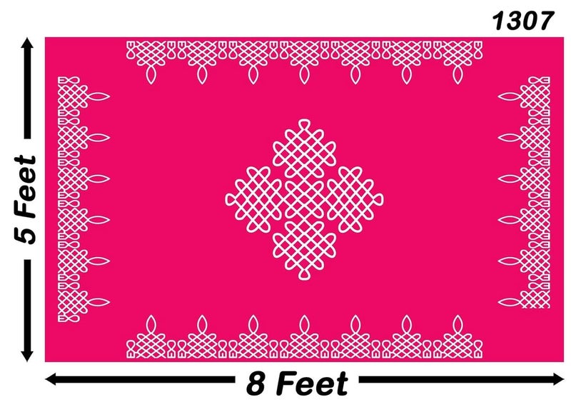 Backdropon Kollam (Maggu) Design Backdrop Cloth for Pooja Decoration Traditional Background Curtain Cloth for Festival Size 5 Feet Height and 8 Feet Width(5 * 8) - Image 3