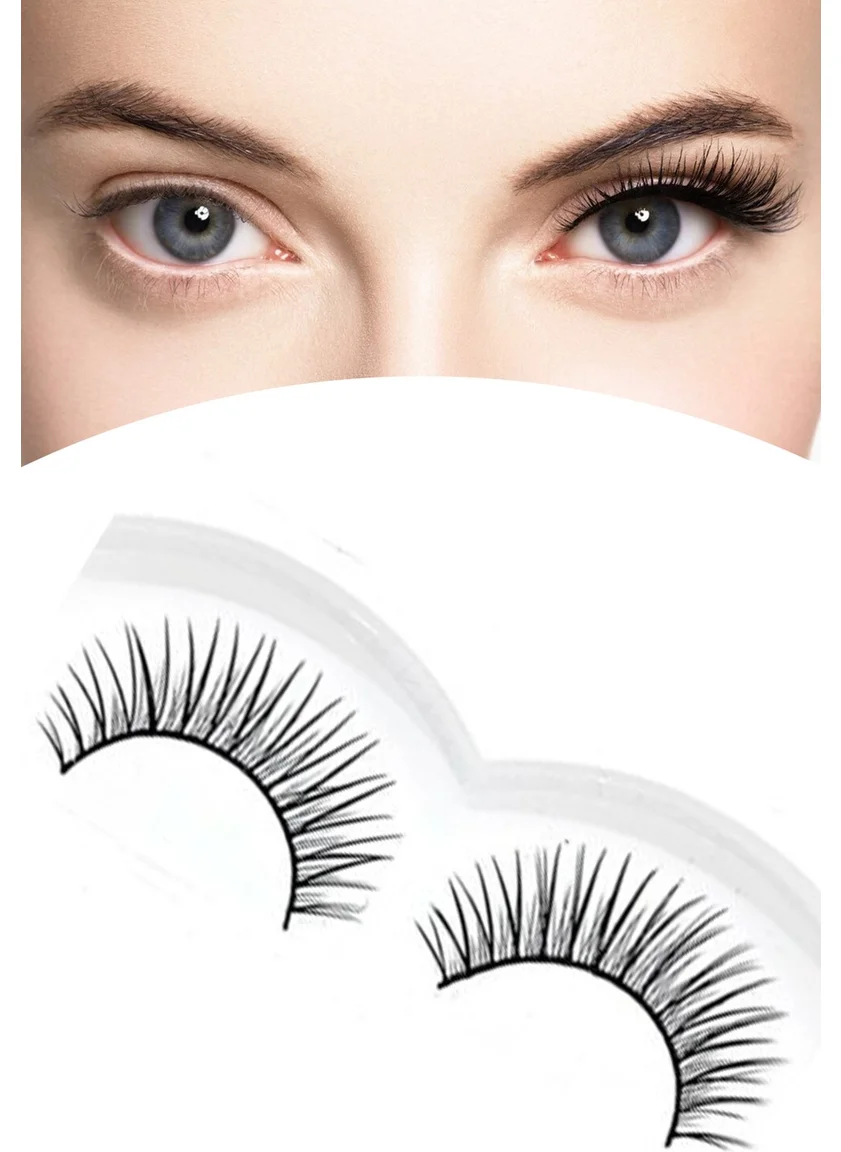 موبي Y-22 False Eyelash Set of 2 Natural Real Look Silk Eyelashes + Adhesive