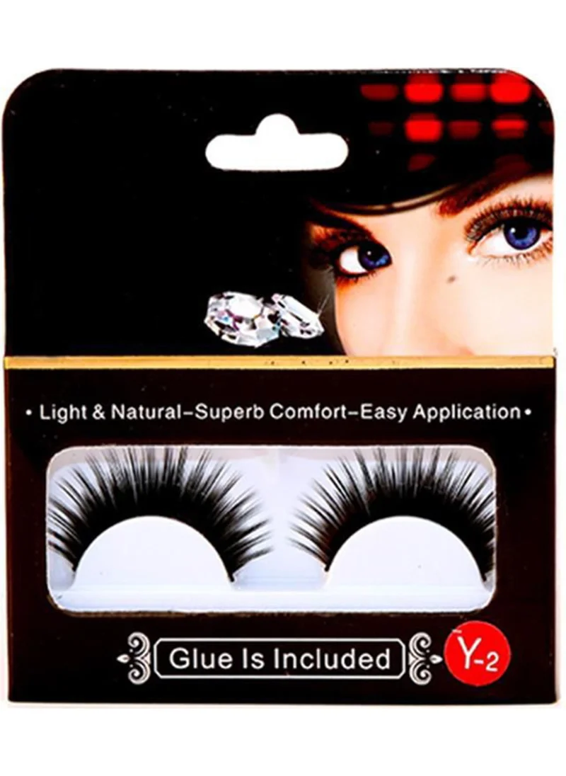 موبي Y-22 False Eyelash Set of 2 Natural Real Look Silk Eyelashes + Adhesive