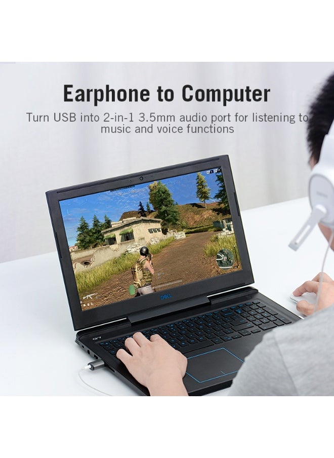 فينشن بطاقة صوت خارجية USB من VENTION من النوع المعدني الرمادي (OMTP-CTIA) رقم الموديل CDLH0  - Image 3