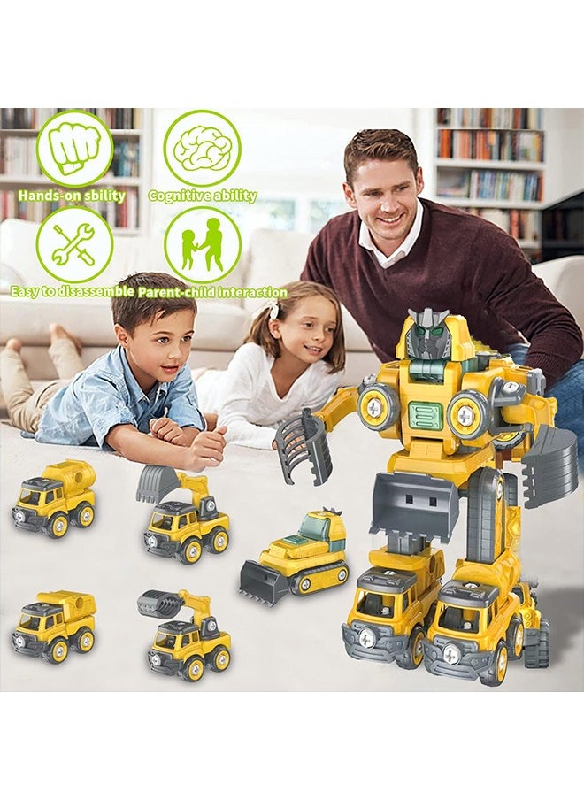 Yoawllty - Robot Toys for Boys - Take Apart Transform Robot Toys - 5 in 1 Robot Toys, Trucks Cars Toys Vehicle Transform into Robots for Kids - Image 1