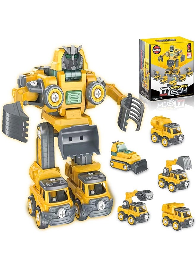 Yoawllty - Robot Toys for Boys - Take Apart Transform Robot Toys - 5 in 1 Robot Toys, Trucks Cars Toys Vehicle Transform into Robots for Kids - Image 1