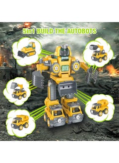 Yoawllty Robot Toys for Boys - Take Apart Transform Robot Toys - 5 in 1 Robot Toys, Trucks Cars Toys Vehicle Transform into Robots for Kids  - Image 3