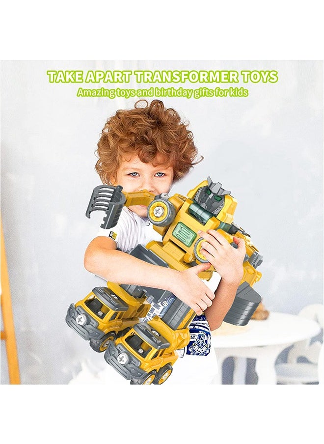 Yoawllty - Robot Toys for Boys - Take Apart Transform Robot Toys - 5 in 1 Robot Toys, Trucks Cars Toys Vehicle Transform into Robots for Kids - Image 1