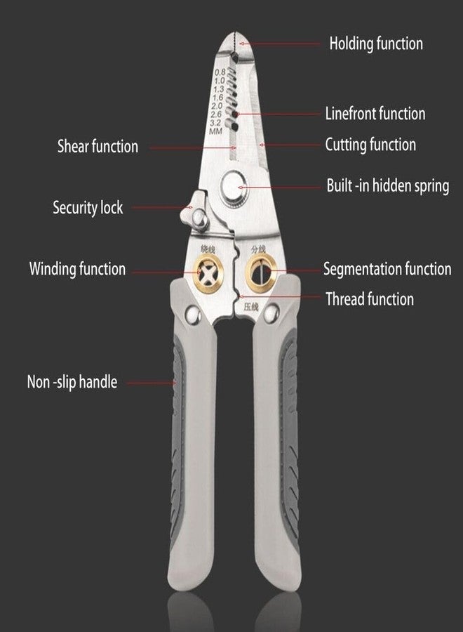 Jenibri Wire Stripper Tool with Cutter & Crimper – Heavy-Duty Electrician Pliers for Fast Cable Stripping & Clean Wire Cuts (Multi, 6 in 1 Wire Stripper) - Image 3