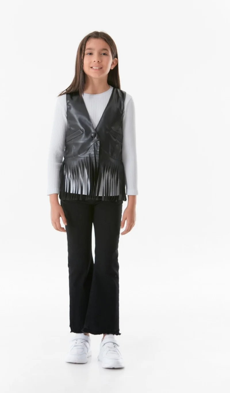 فولامودا Faux Leather Tasseled Girl's Vest