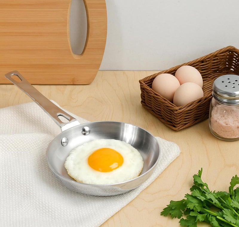 Vinod Platinum Triply Stainless Steel Mini Frypan - 14 cm, Compact Design Frying Pan, Induction Friendly Versatile Fry pan, Perfect for Everyday Cooking, Tadka, Roasting, Omelette - 5 Years Warranty - Image 2