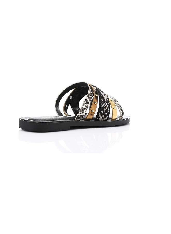 DejaVu Multi Strap Slipper - Black, Gold & Grey  - Image 2