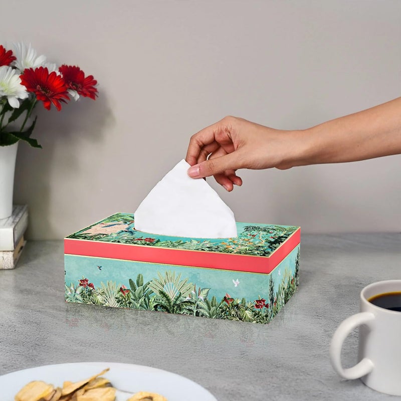 CRAFTSLANE Handcrafted Floral Tissue Box Holder with Gold Trim | Rectangular Decorative Tissue Organizer for Home & Office | 9" x 5" x 3" (Fruity Paradise) - Image 5