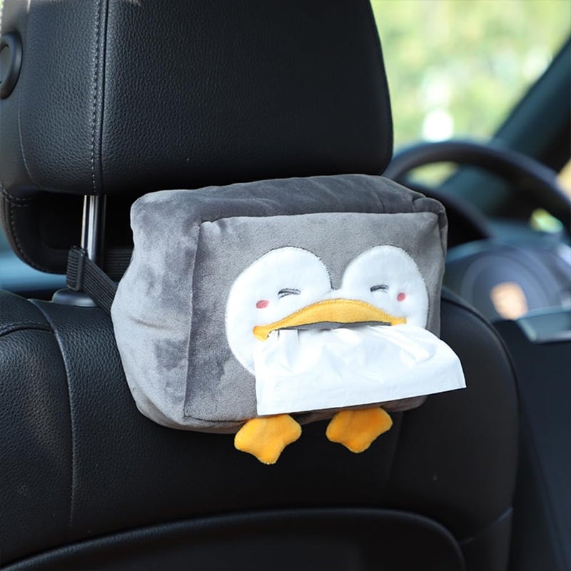 WISKA® Car Tissue Box Holder for Car Animal Faces Cute Cartoon Multifunctional Portable Car Tissue Paper Holder for Car Interior Decoration Accessories (Grey) - Image 1