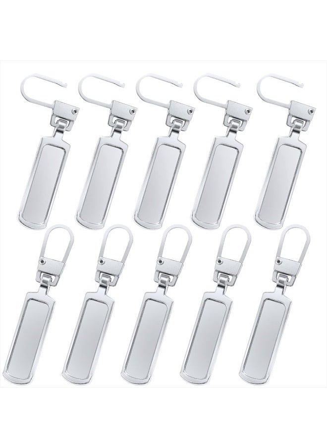 AIEX - 10pcs Zipper tabs Pull Replacement for Small Holes, Detachable Metal Zipper Pull Replacement for Jacket Purse Boots Jeans Coat Suitcase Luggage Dresses (Silver) - Image 1