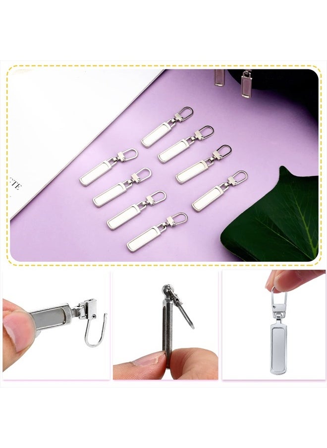 AIEX - 10pcs Zipper tabs Pull Replacement for Small Holes, Detachable Metal Zipper Pull Replacement for Jacket Purse Boots Jeans Coat Suitcase Luggage Dresses (Silver) - Image 1