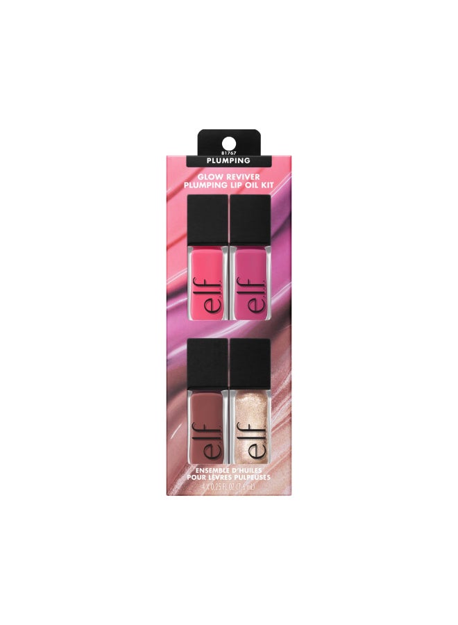 elf Glow Reviver Plumping Lip Oil Kit Nourishing Tinted Lip Oils For A HighShine Finish Infused With Jojoba Oil Vegan CrueltyFree 4 Shades - Image 2