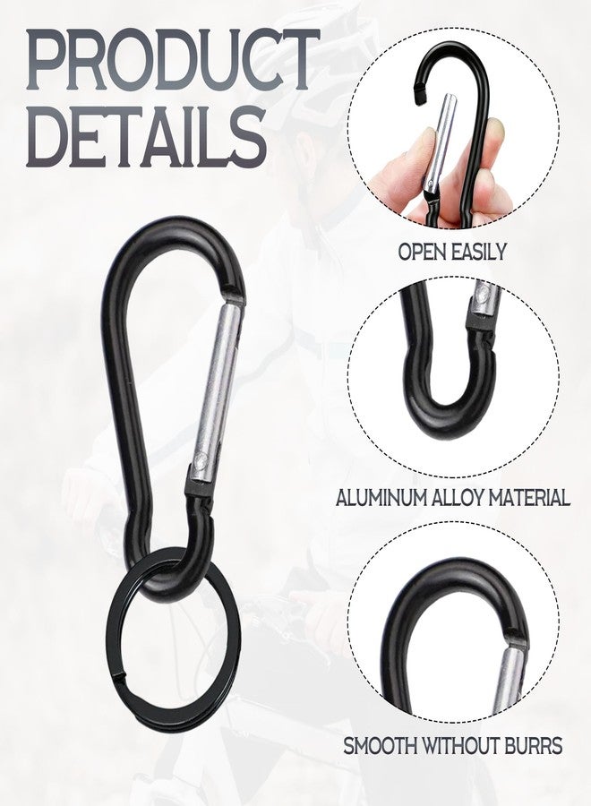 MOSIOBERDAVIAN 300Pcs 2 Inch Aluminum Carabiner Clip Bulk and Zinc Alloy Carabiner Key Ring Black Small Spring Snap Hooks for Keys Hanging Camping Hiking Traveling Fishing Dog Leash Outdoor Activities Gear - Image 3