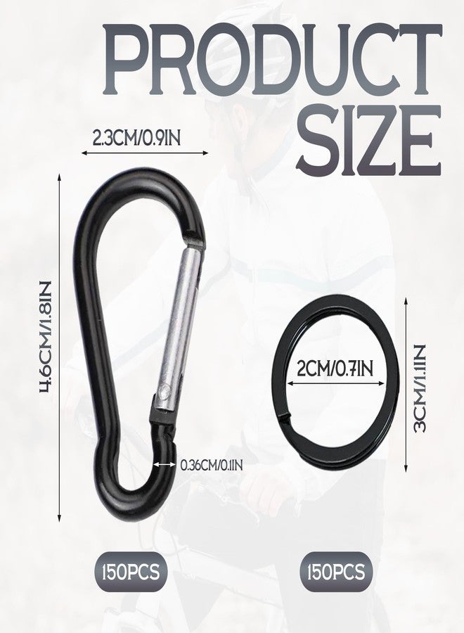 MOSIOBERDAVIAN 300Pcs 2 Inch Aluminum Carabiner Clip Bulk and Zinc Alloy Carabiner Key Ring Black Small Spring Snap Hooks for Keys Hanging Camping Hiking Traveling Fishing Dog Leash Outdoor Activities Gear - Image 2
