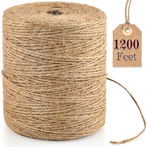XSEINO 1200 Feet Natural Jute Twine Strong Garden Twine Rope for Arts Crafts Gift Wrapping Gardening Tomato Climbing Plant Tie Floristry Packing Decor - Image 1