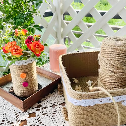 XSEINO 1200 Feet Natural Jute Twine Strong Garden Twine Rope for Arts Crafts Gift Wrapping Gardening Tomato Climbing Plant Tie Floristry Packing Decor - Image 5